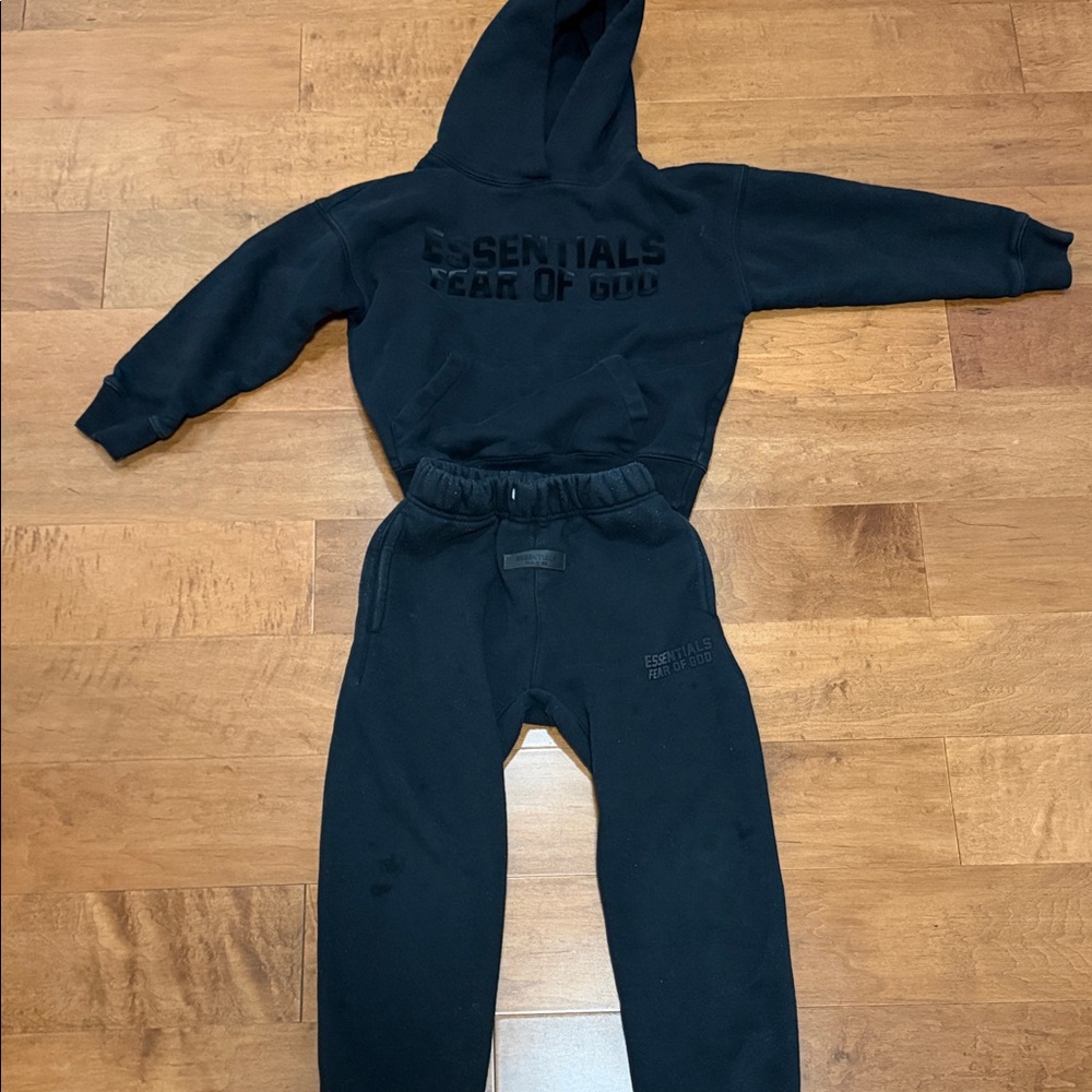 Essentials Kids Black Sweatpants & Hoodie Set